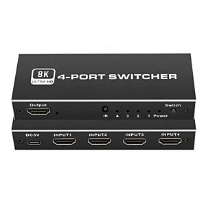 HDMI switch CAB-H149 με τηλεχειριστήριο, 4 σε 1, 8K/60Hz, μαύρο