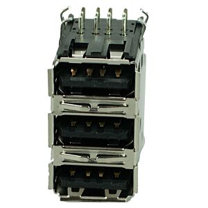 USB 2.0 Connector Triple, up, Silver/Black