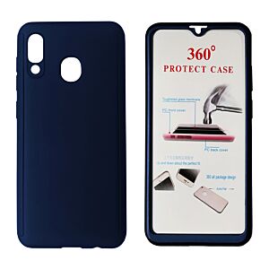 POWERTECH Θήκη Body 360° με Tempered Glass για Samsung A20, μπλε