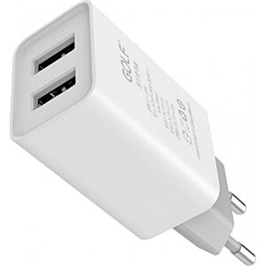 GOLF Φορτιστής Χωρίς Καλώδιο με 2 Θύρες USB-A Λευκός (GF-U206)