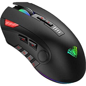AULA Fire H512 ενσύρματο gaming ποντίκι , 5000DPI, 12 πλήκτρα, RGB, μαύρο