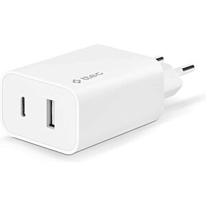 TTEC Φορτιστής Χωρίς Καλώδιο με Θύρα USB-A και Θύρα USB-C 12W Λευκός (SmartCharger Duo)