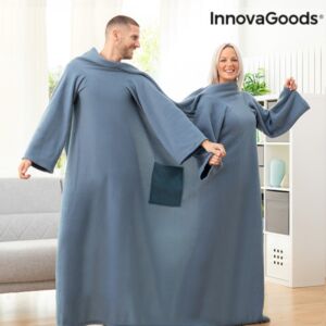 InnovaGoods Διπλό Κουβερλί με Κεντρική Τσέπη Doublanket - Μπλε	