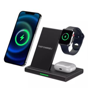 Star Tech VNBBT Qi Πτυσσόμενος ασύρματος μαγνητικός σταθμός φόρτισης 3 σε 1 για κινητό τηλέφωνο/Airpods/ρολόι  - Μαύρο (5060254900513)