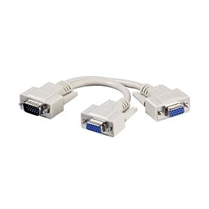 POWERTECH Splitter VGA 15pin HD  Male σε 2x Female, 0.2m, γκρι