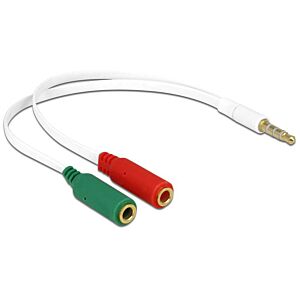 DELOCK αντάπτορας 3.5mm 4-pin σε 2x 3.5mm 3-pin θηλυκό 65447, λευκός