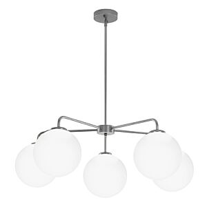 POWERTECH φωτιστικό οροφής HLL-0056, 5x E27, 80cm, μεταλλικό, ασημί