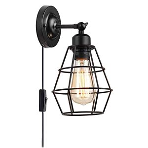 POWERTECH φωτιστικό τοίχου HLL-0059, E27, Φ15, μεταλλικό, μαύρο