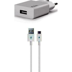 TTEC Φορτιστής με Θύρα USB-A και Καλώδιο USB-C 10.5W Λευκός (SmartCharger)