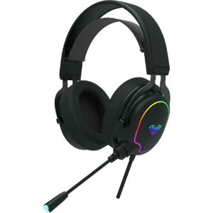 Aula Wind F606 Over Ear Gaming Headset ,RGB  Φωτισμός, Σύνδεση με 3.5mm / USB, Μαύρο χρώμα