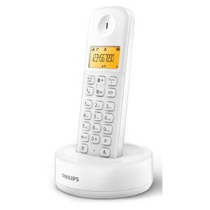 PHILIPS ασύρματο τηλέφωνο D1601W-34, με ελληνικό μενού, λευκό