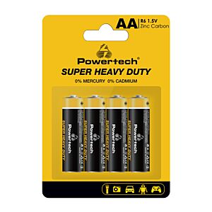 POWERTECH μπαταρίες Zinc Carbon Super Heavy Duty PT-1219, AA, 1.5V, 4τμχ