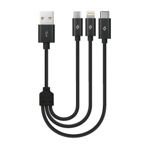 TTEC Regular USB to Lightning / Type-C / micro USB Cable Μαύρο 0.3m 