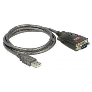 DELOCK καλώδιο USB 2.0 σε serial RS-232 DB9 61364, 1m, μαύρο-διαφανές