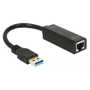 DELOCK αντάπτορας USB 3.0 σε RJ45 62616, 1000Mbps, μαύρος