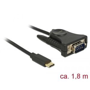 DELOCK Adapter USB Type-C σε Serial DB9 RS-232, 1.8m, Black