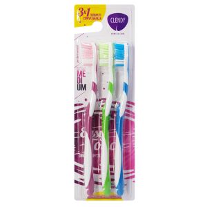 CLENDY οδοντόβουρτσα 105096, medium, ποικιλία χρωμάτων, 3τμχ