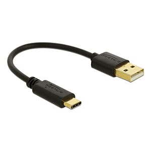 DELOCK καλώδιο USB σε USB Type-C 85354, 3A, 22AWG, 0.15m, μαύρο