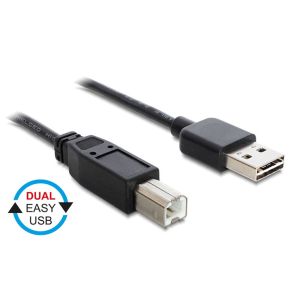 POWERTECH Καλώδιο USB 2.0 σε USB Type B, Dual Easy USB, 1.5m, Black