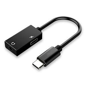 POWERTECH αντάπτορας USB-C σε USB-C & 3.5mm CAB-UC053, 0.11m, μαύρος