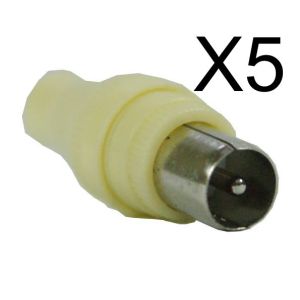 POWERTECH βύσμα PAL 9.5mm αρσενικό CAB-V011 για TV, λευκό, 5τμχ