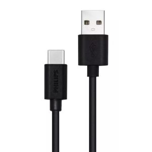 PHILIPS καλώδιο USB σε USB Type-C DLC3104A-00, 2.1A 36W, 1.2m, μαύρο