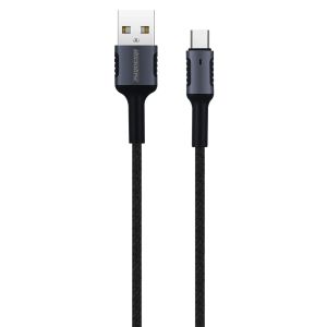 ROCKROSE καλώδιο USB σε USB Type-C Armour AC, 2.4A 15W, 1m, μαύρο-μπλε