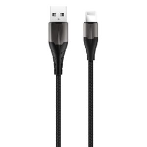 ROCKROSE καλώδιο USB σε Lightning Knight AL, 2.4A 12W, 1m, μαύρο-γκρι
