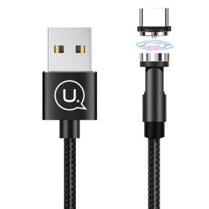 USAMS Καλώδιο USB σε USB Type-C U59 μαγνητικό, περιστρεφόμενο, 1m, μαύρο
