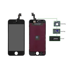 TIANMA High Copy LCD iPhone 5S, Camera-Sensor ring, ear mesh, Black