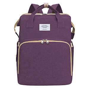 2 in 1 τσάντα πλάτης και παιδικό κρεβατάκι TMV-0051, αδιάβροχη, μωβ
