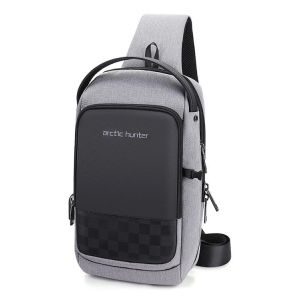 ARCTIC HUNTER Τσάντα Crossbody XB00105-GY, USB, αδιάβροχη, γκρι