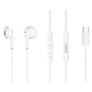 YISON earphones με μικρόφωνο X3, Type-C, 1.2m, λευκά