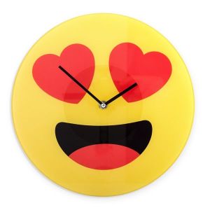Ρολόι Τοίχου Emoticon Καρδιές Γυάλινο 30x30cm