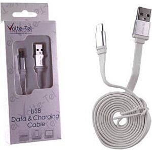 Volte-Tel Flat USB 2.0 to micro USB Cable White 1m (8146282)