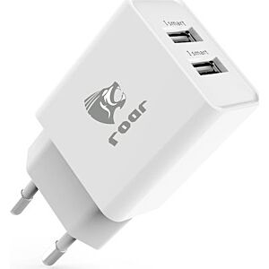 Roar Φορτιστής Χωρίς Καλώδιο με 2 Θύρες USB-A 12W Λευκός (PT-498)
