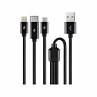 TTEC Braided USB to Lightning / Type-C / micro USB Cable Μαύρο 1m (2DK39S)