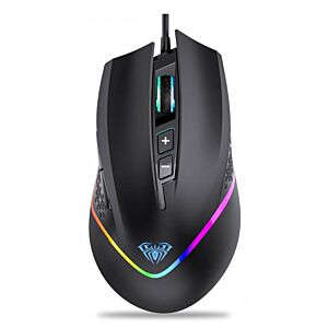 AULA ενσύρματο gaming ποντίκι AULA F805, 6400DPI, 7 πλήκτρα, RGB, μαύρο