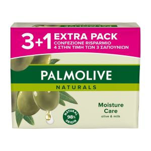 PALMOLIVE σαπούνι Moisture Care, με γάλα & εκχύλισμα ελιάς, 4x 90g