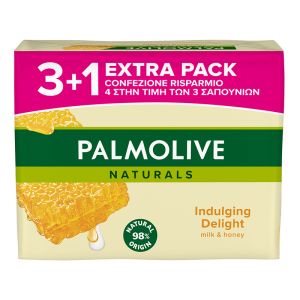 PALMOLIVE σαπούνι Indulging Delight, με γάλα & μέλι, 4x 90g