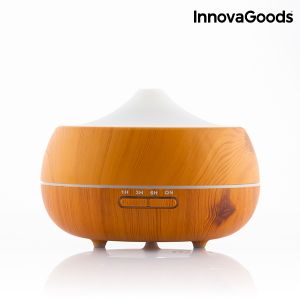 InnovaGoods Led Συσκευή Αρωματοθεραπείας Wooden-Effect Aromatherapy με Χρονοδιακόπτη Καφέ 300ml 